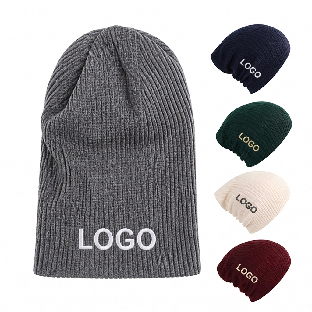 Relaxed Fit Rib-Knit Slouchy Beanie for Casual Wear