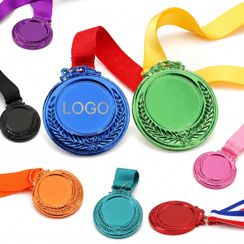 Colorful Recognition Award Medals with Coordinated Polyester Neck Ribbons