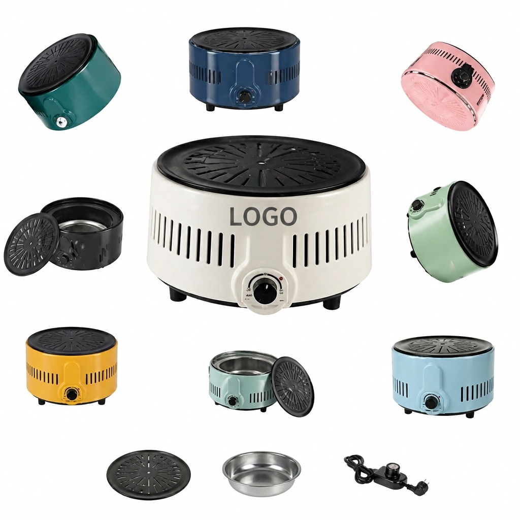 Adjustable Circular Tabletop Electric Grill with Non-Stick Surface